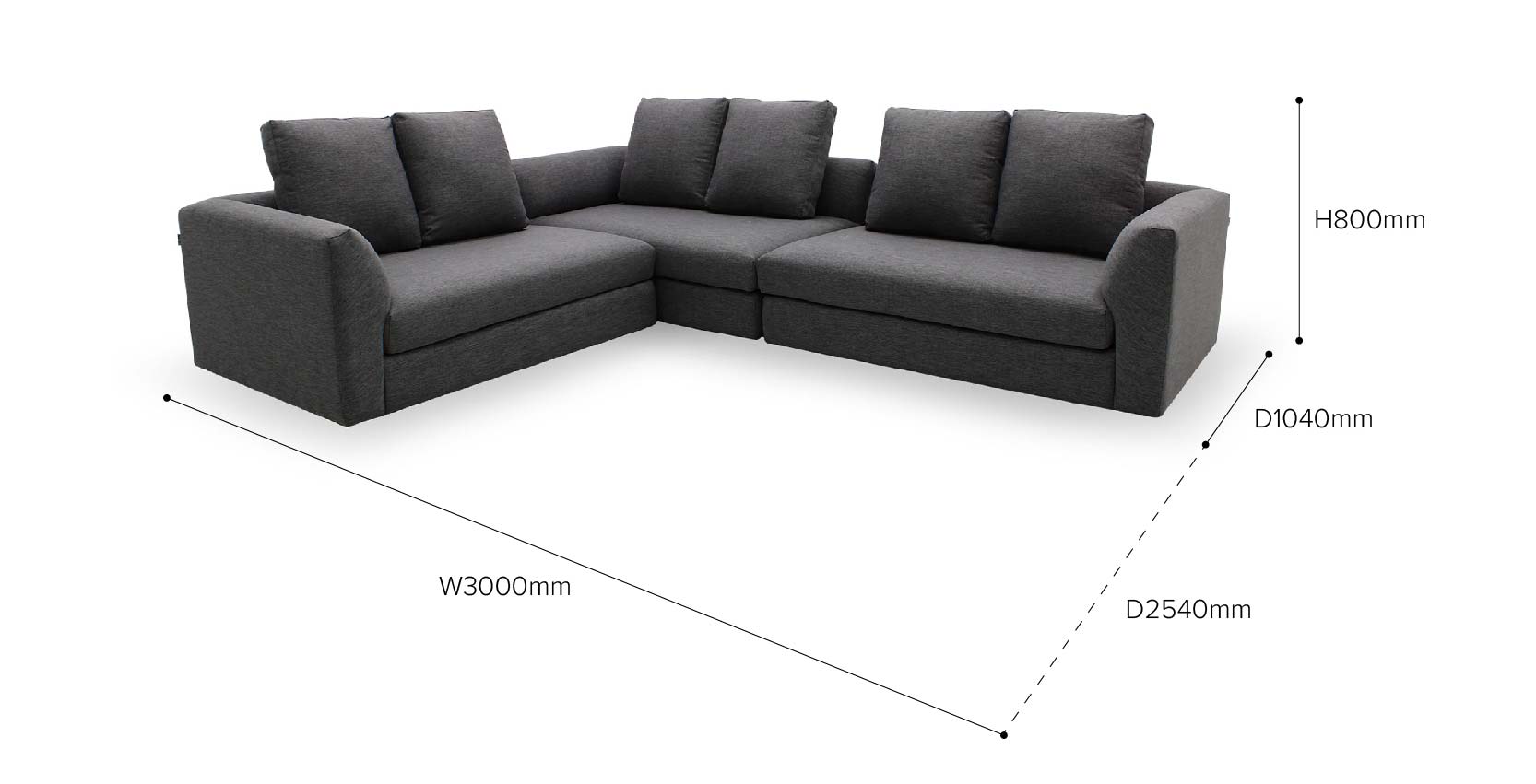 Evita Sofa spec drawing